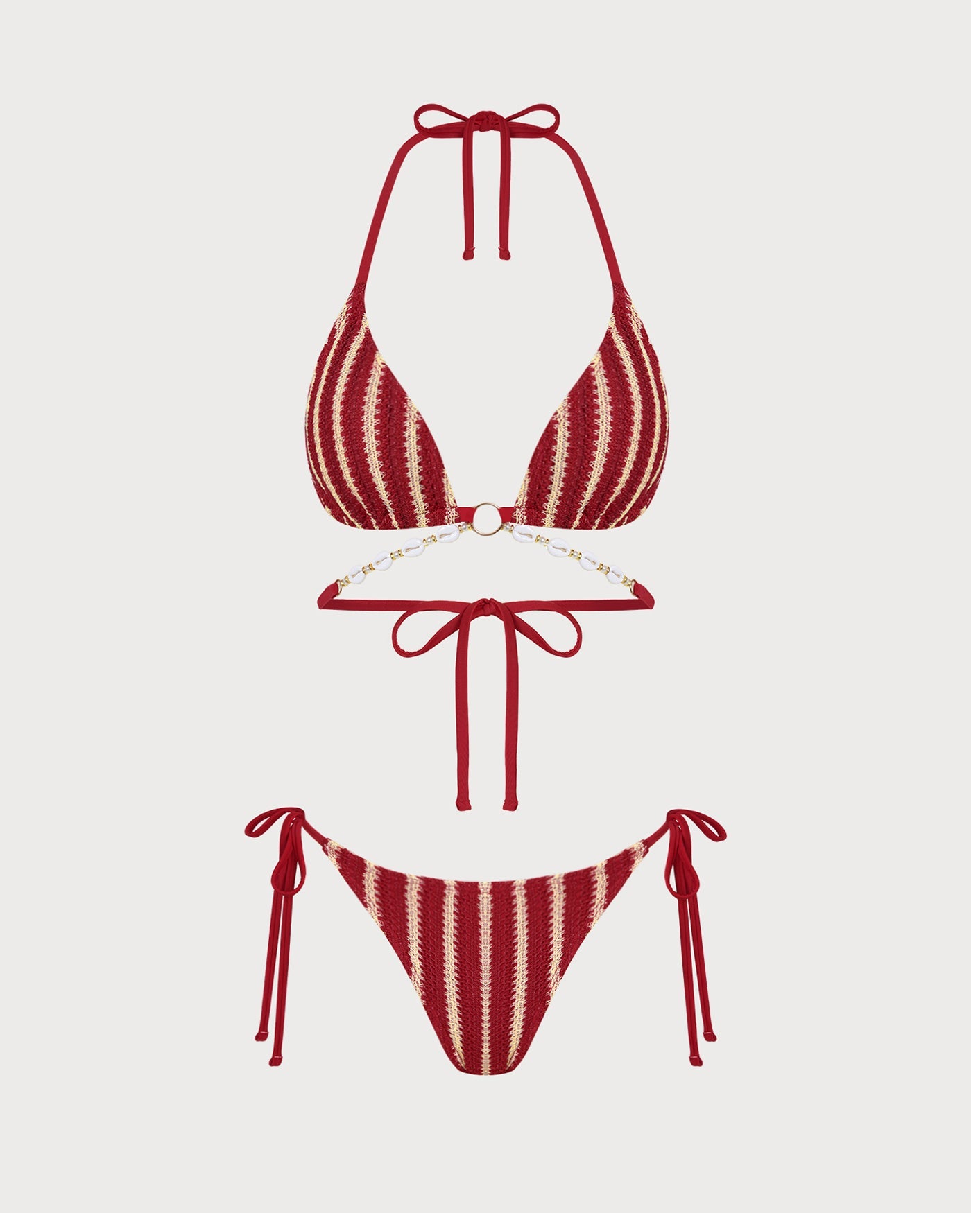 Conjunto de Bikini Contraste con O-Ring Rojo