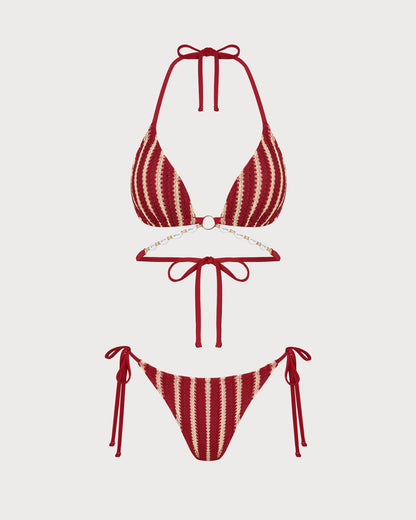 Conjunto de Bikini Contraste con O-Ring Rojo