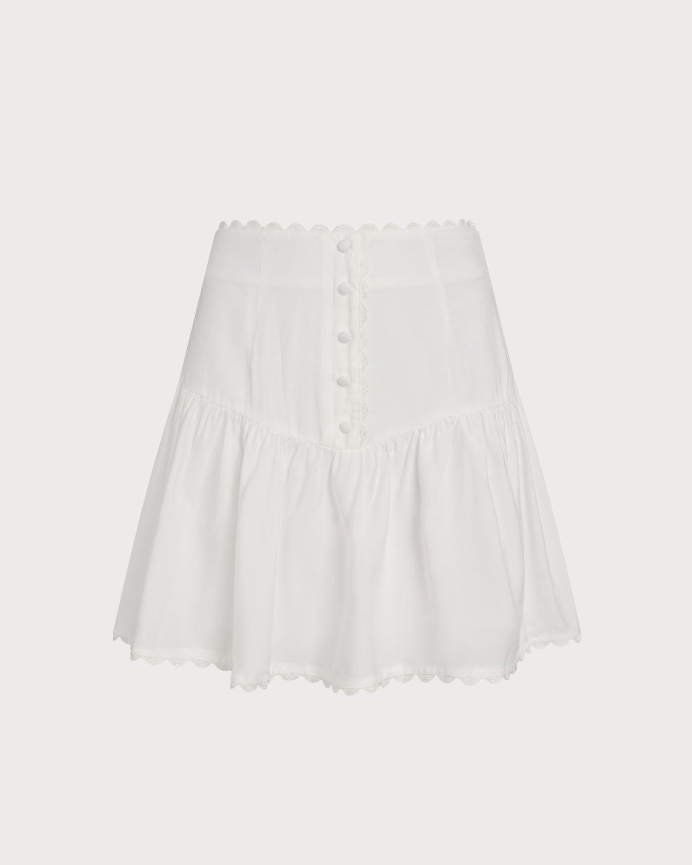 Falda Mini Arrugada con Botón Blanca