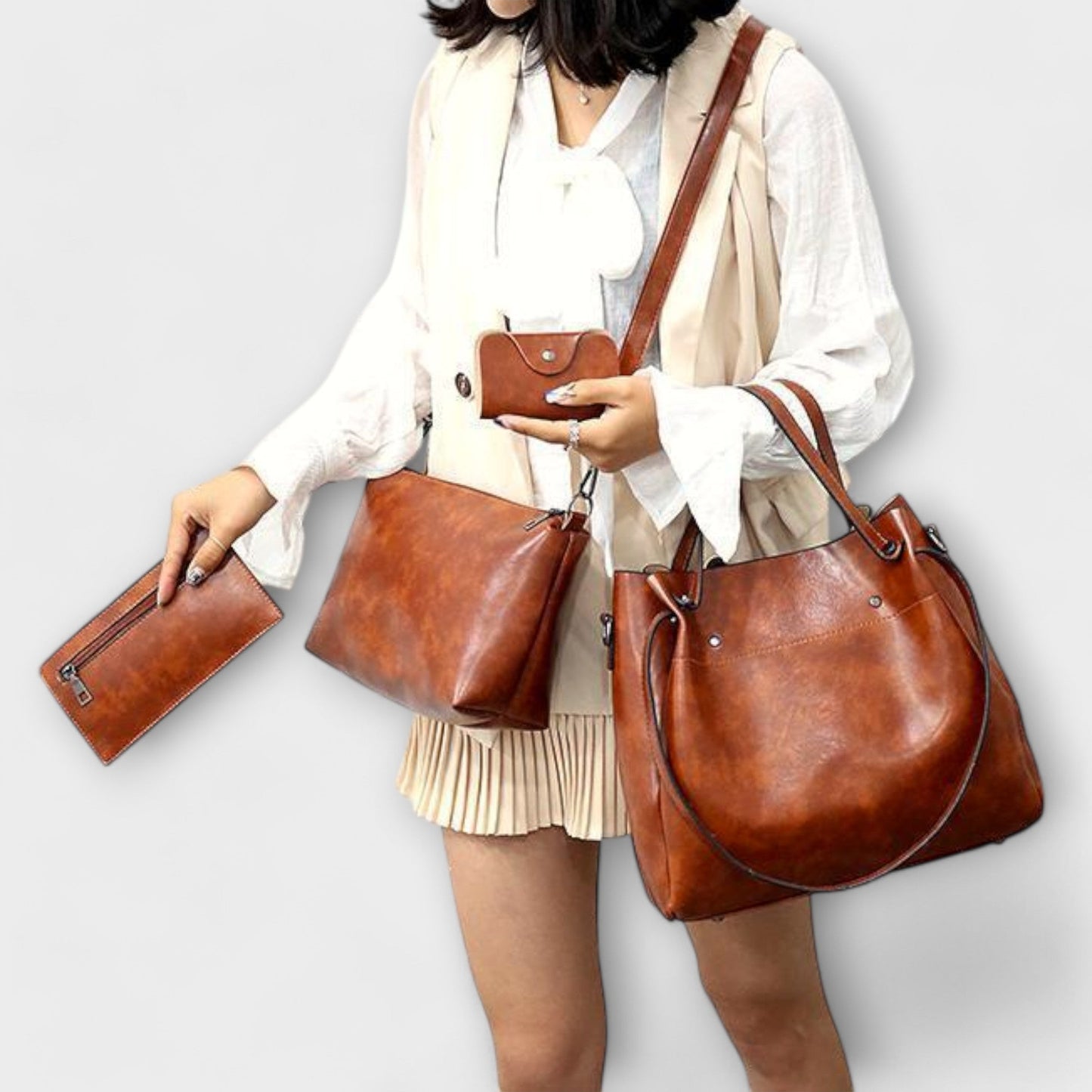 Émilie | Conjunto de 3 Piezas Bolsa y Clutch Elegancia Vintage