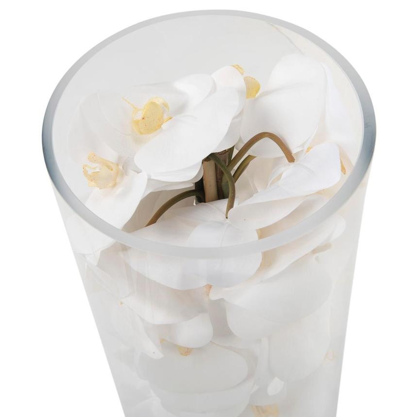 Arreglo de Orquídeas Phalaenopsis Blancas en Cilindro de Vidrio Soplado a Mano