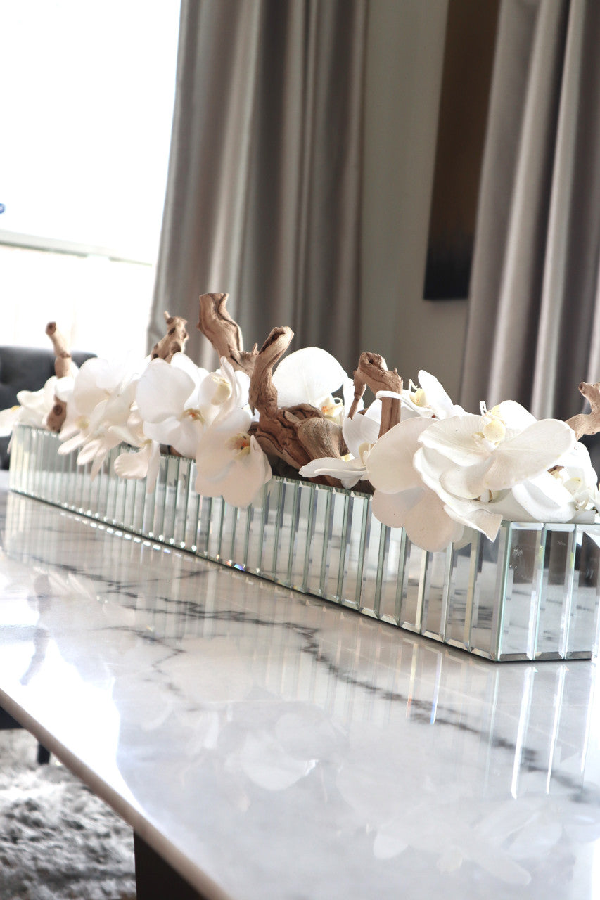 Orquídeas Phalaenopsis Blancas en Maceta Espejada Dazzle
