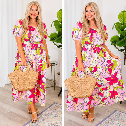Descubre El Misterio Vestido Midi, Fucsia