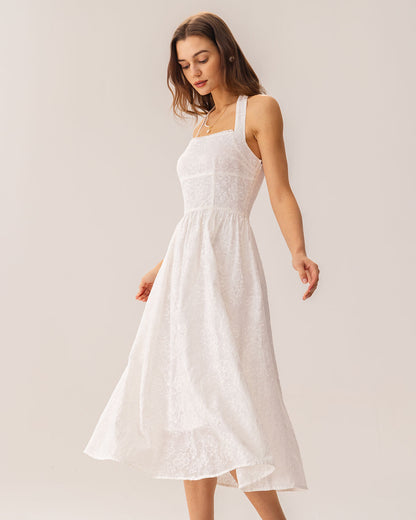 Vestido Midi Halter Bordado Blanco