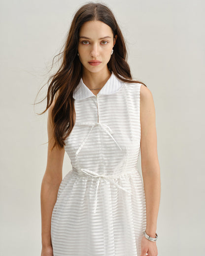 Vestido Midi Sin Mangas a Rayas Blancas