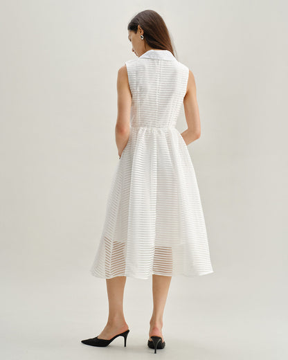 Vestido Midi Sin Mangas a Rayas Blancas