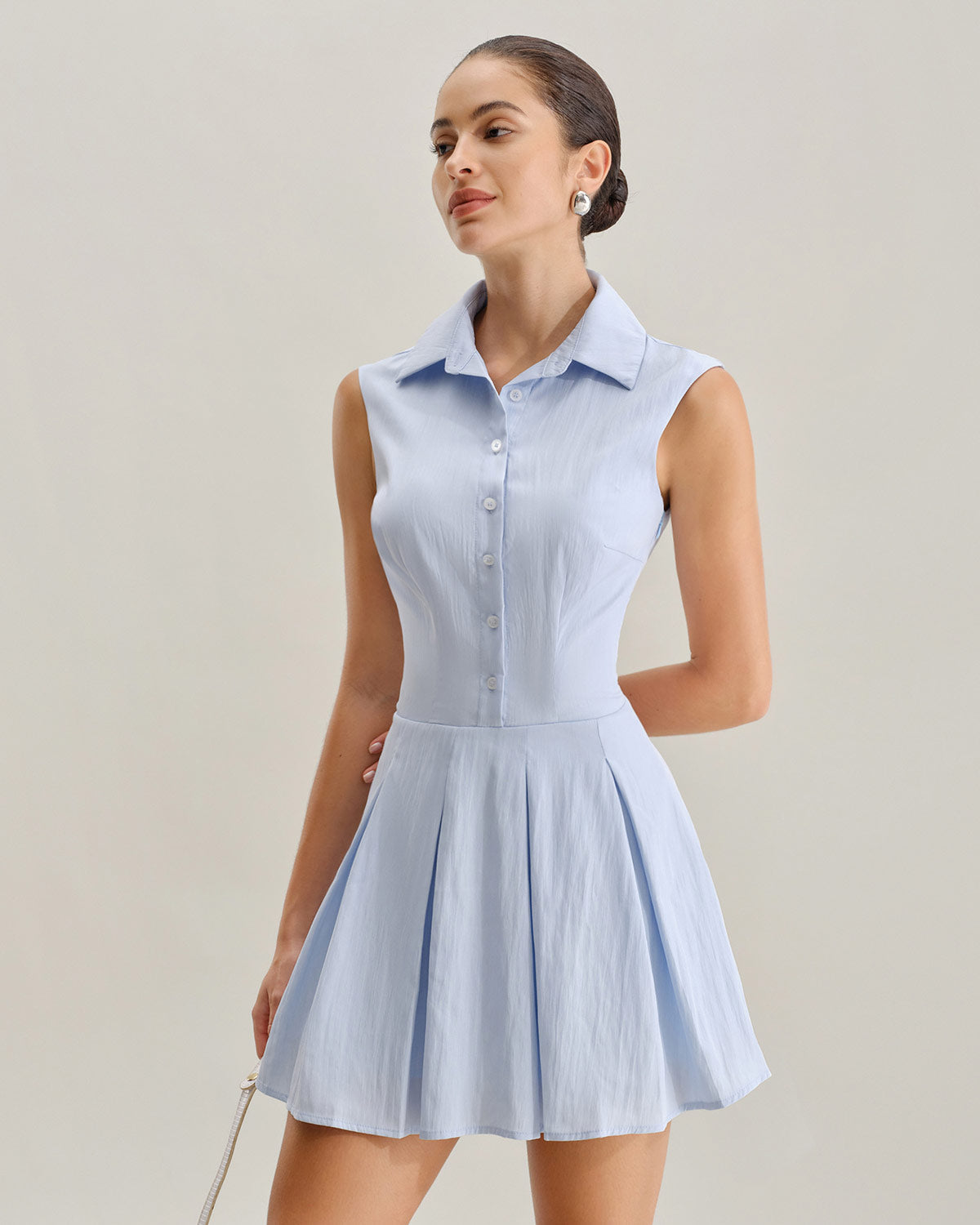 Vestido Mini Sin Mangas A-Line Azul
