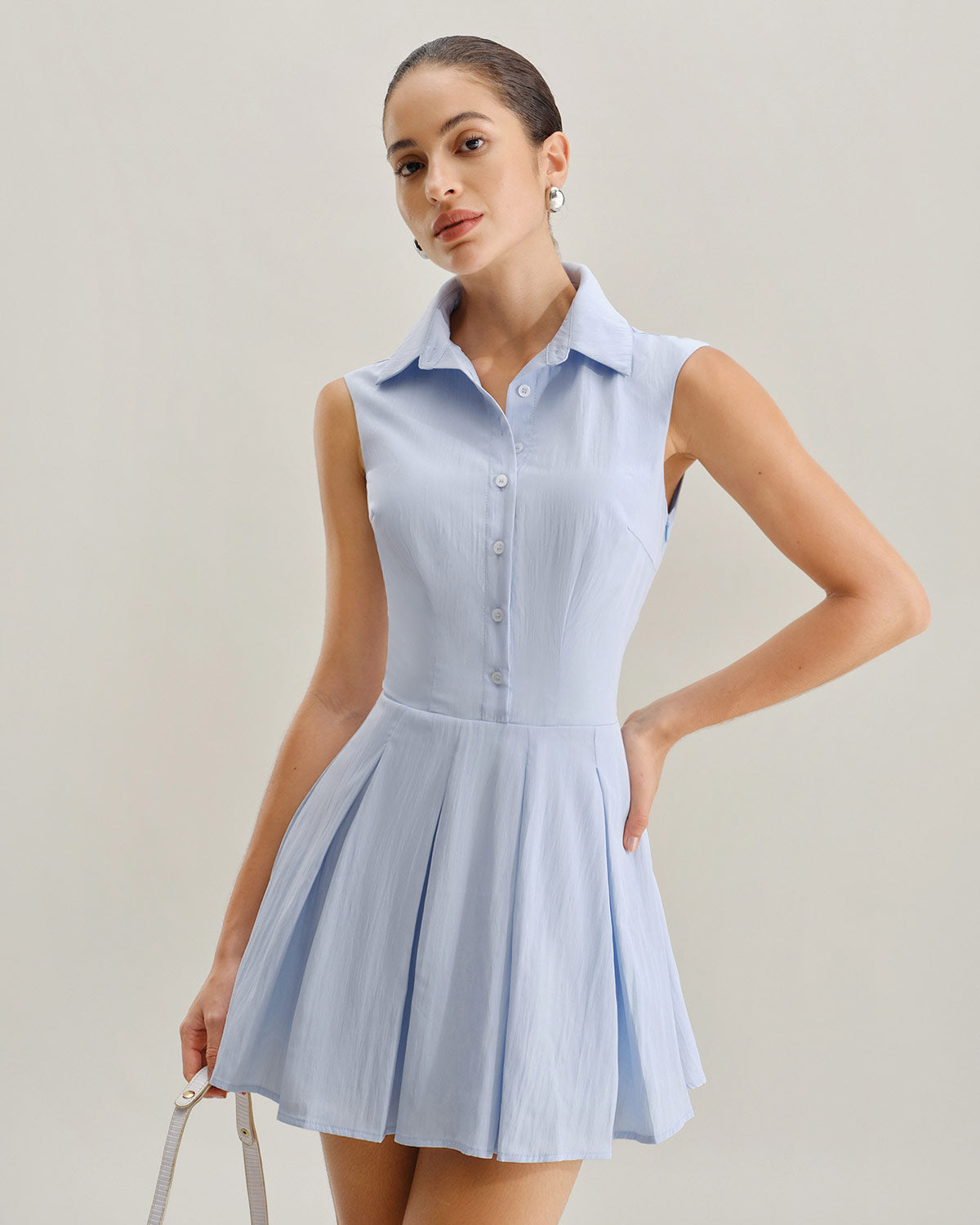 Vestido Mini Sin Mangas A-Line Azul