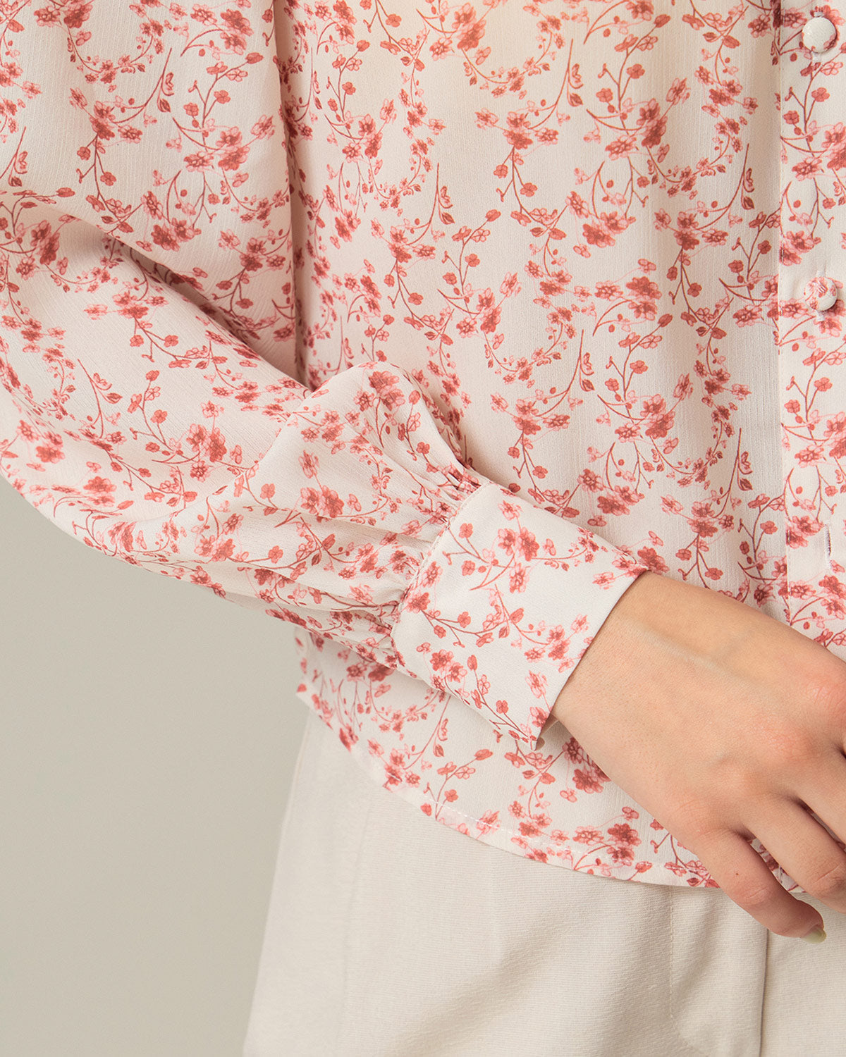 Camisa Ruchada Floral Roja