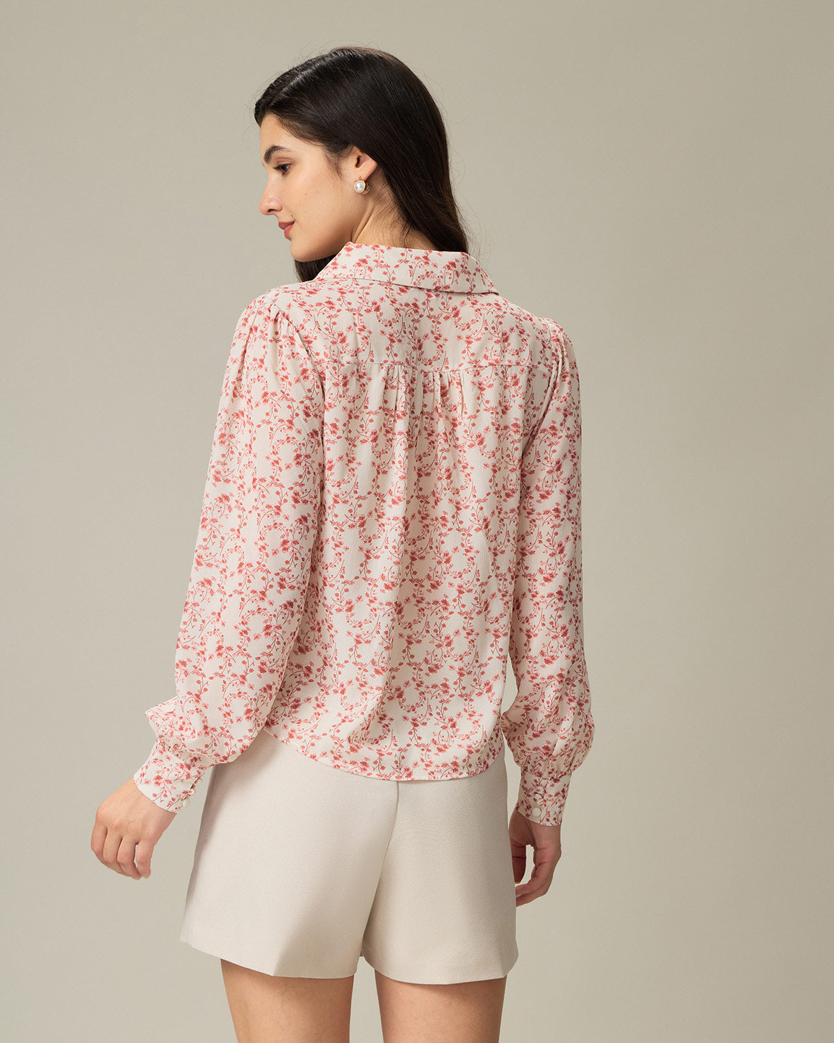 Camisa Ruchada Floral Roja