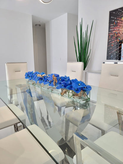 Arreglo de Orquídeas Phalaenopsis Azules en Maceta de Vidrio Casa Moderna