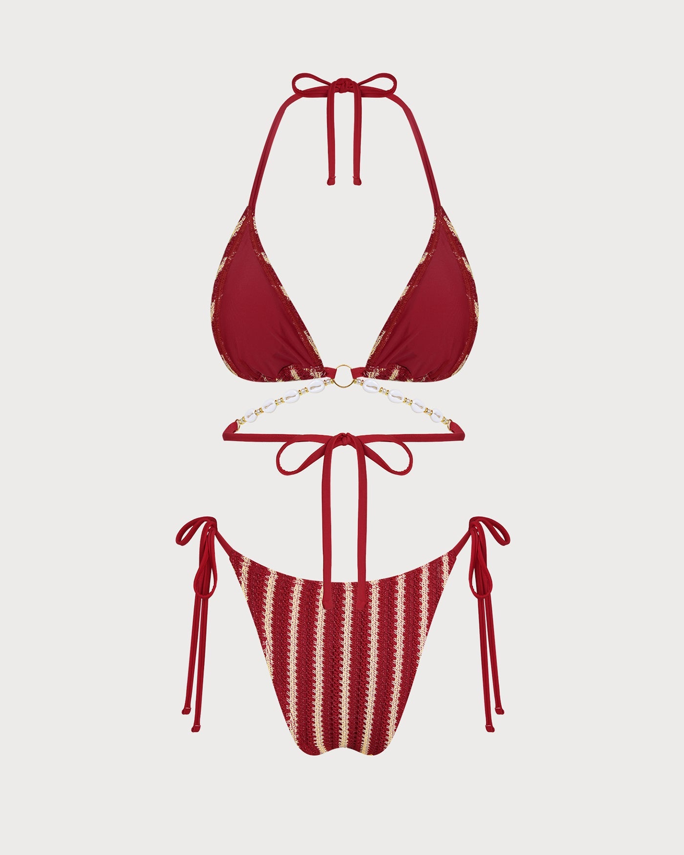 Conjunto de Bikini Contraste con O-Ring Rojo
