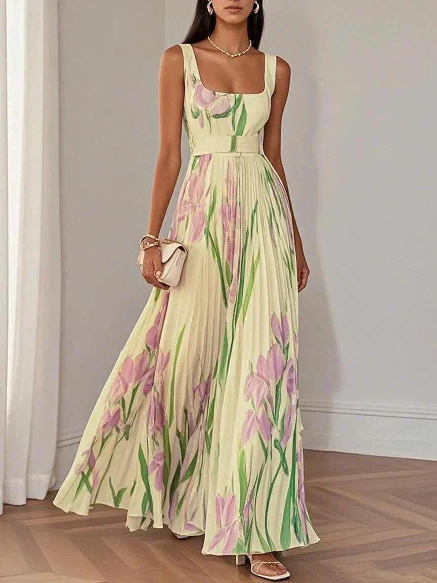 Yara™ - Vestido Maxi de Chiffon Plisado