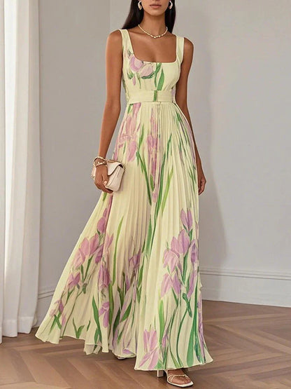 Yara™ - Vestido Maxi de Chiffon Plisado