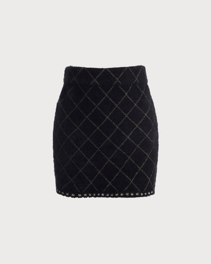 El Conjunto de Cárdigan Argyle y Falda Mini