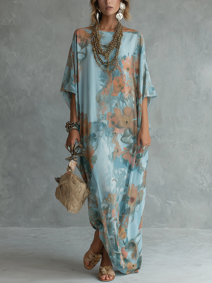 Luna | Vestido Kaftán Floral Relajado