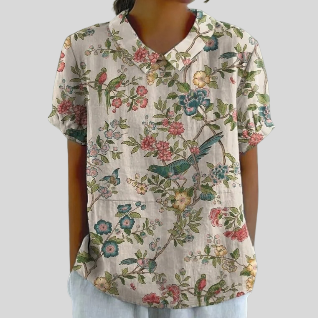 Joséphine | Blusa Floral Ilustrada