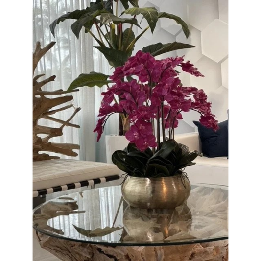 Orquídeas Phalaenopsis Rosadas en Tazón Bowie Dorado
