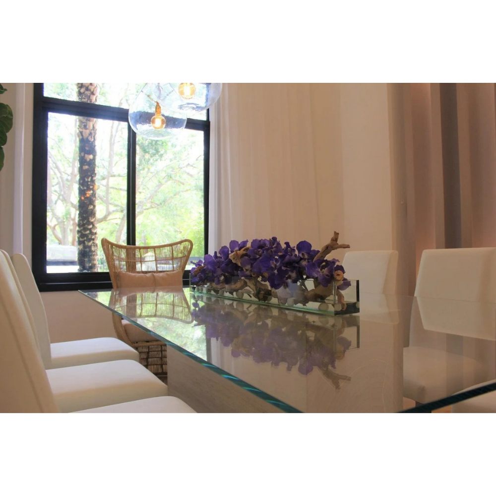 Orquídeas Vanda Moradas en Plato de Vidrio Casa Moderna