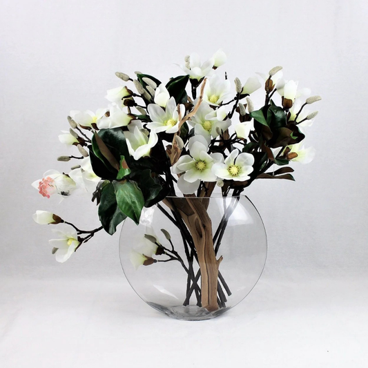 Jarrón Lunar con Magnolias Blancas