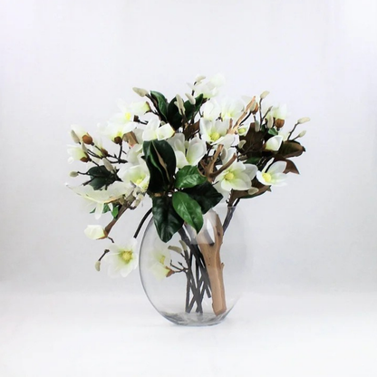 Jarrón Lunar con Magnolias Blancas