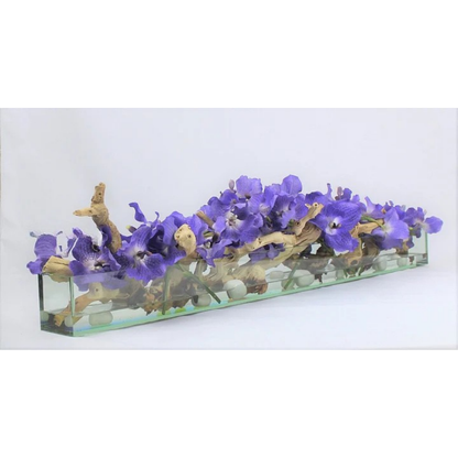 Orquídeas Vanda Moradas en Plato de Vidrio Casa Moderna