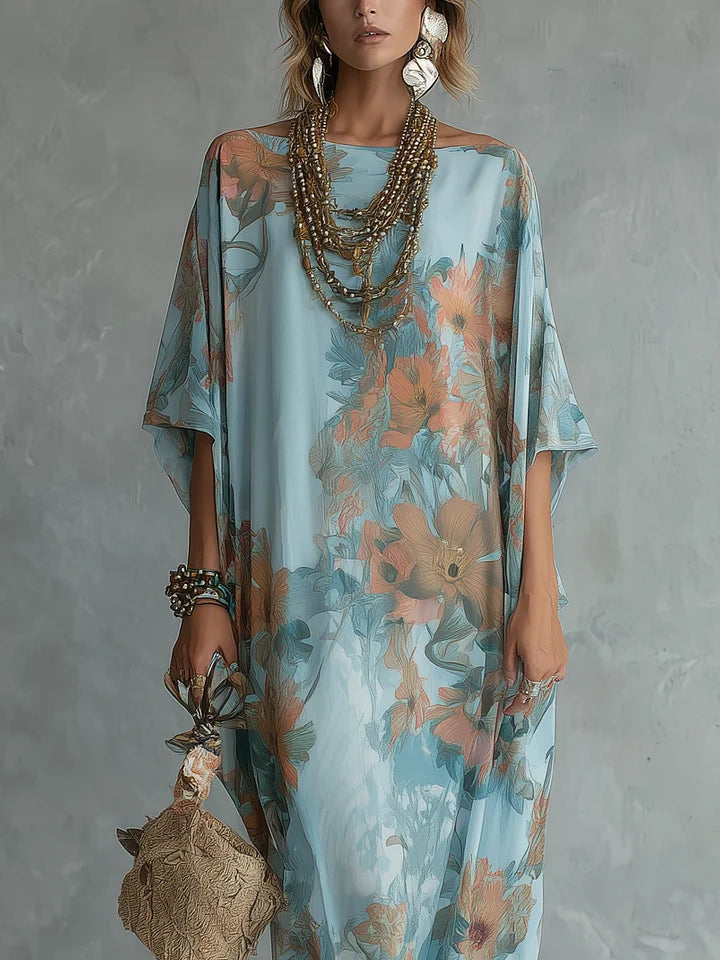 Luna | Vestido Kaftán Floral Relajado