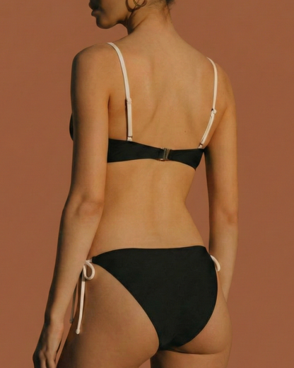 Conjuntos de Bikini Bralette de Contraste Negro