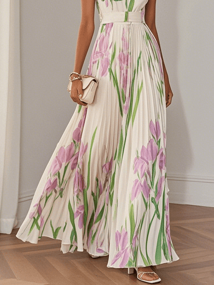 Yara™ - Vestido Maxi de Chiffon Plisado