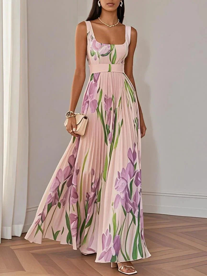Yara™ - Vestido Maxi de Chiffon Plisado