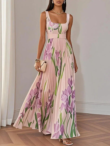Yara™ - Vestido Maxi de Chiffon Plisado