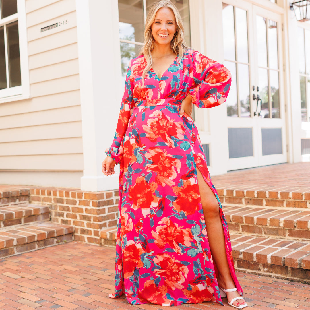 Vestido Maxi Way Too Complicated, Fucsia Multicolor