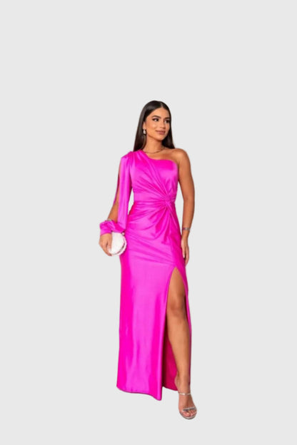 Auriane | Vestido Maxi Asimétrico Satinado
