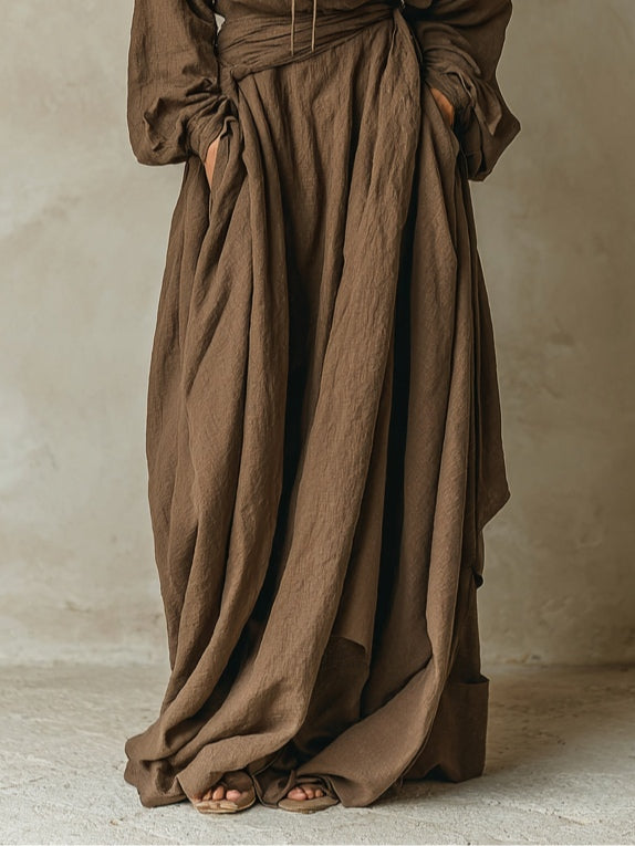 Aria | Vestido Maxi Con Capucha Fluido