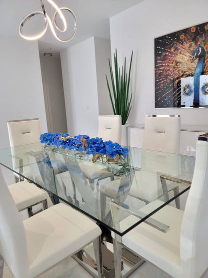 Arreglo de Orquídeas Phalaenopsis Azules en Maceta de Vidrio Casa Moderna