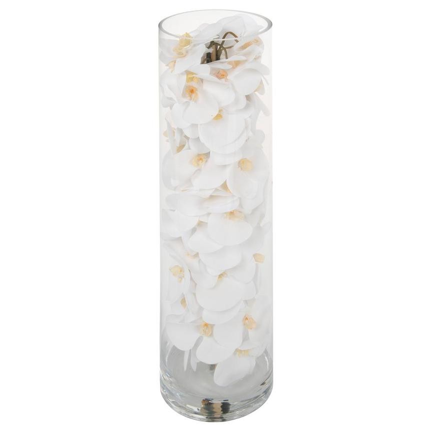 Arreglo de Orquídeas Phalaenopsis Blancas en Cilindro de Vidrio Soplado a Mano