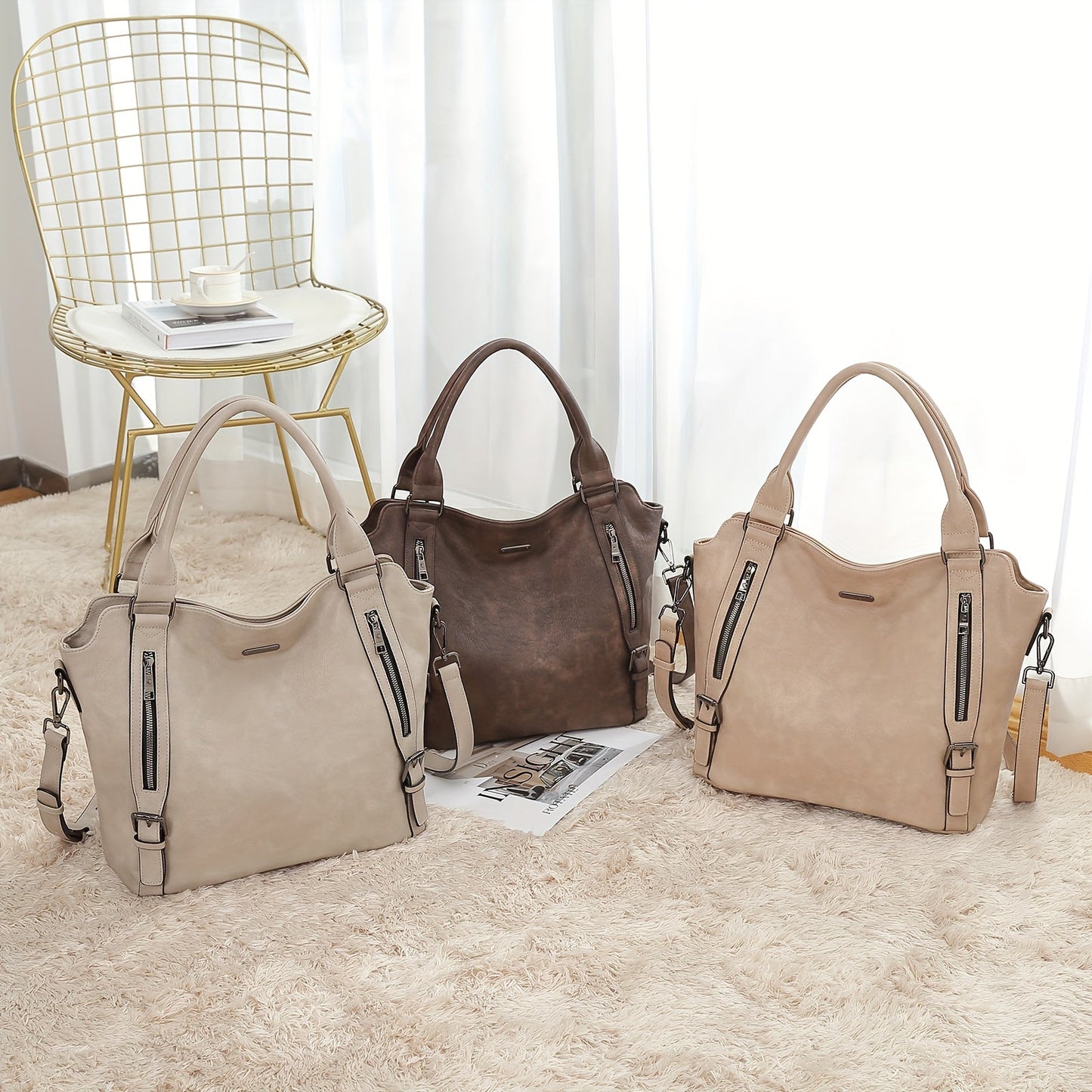 Laurine | Bolso Tote Elegante Multi-Cremalleras