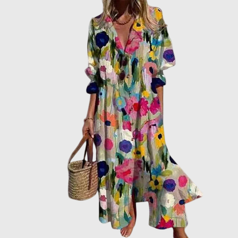 Zariah | Vestido Maxi Impreso Acuarela