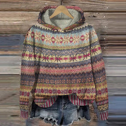 Solène | Sudadera con Capucha de Motivo Étnico