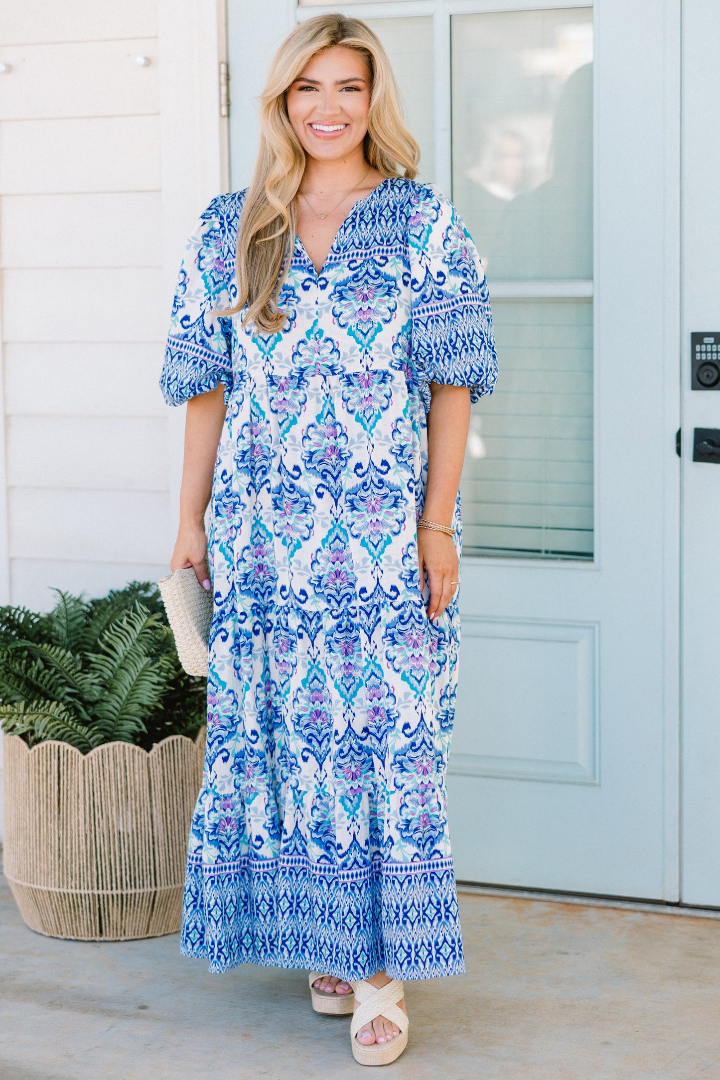 Un Paseo a la Panadería Vestido Midi, Azul