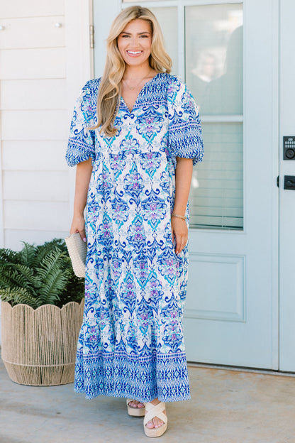 Un Paseo a la Panadería Vestido Midi, Azul