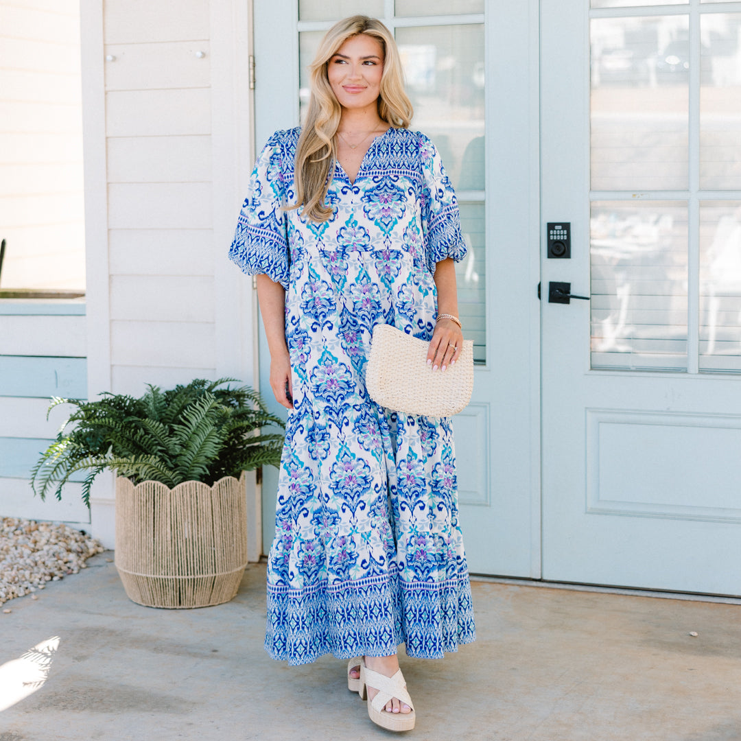 Un Paseo a la Panadería Vestido Midi, Azul