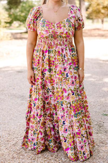 Vestido Brighter Perspective, Floral Beige