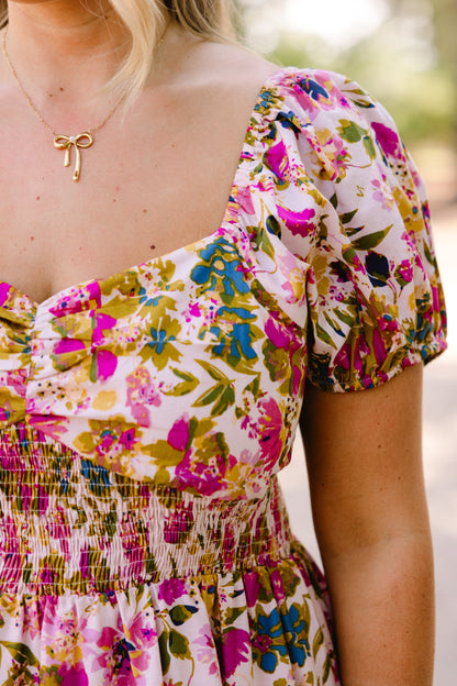 Vestido Brighter Perspective, Floral Beige