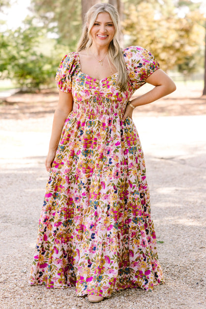 Vestido Brighter Perspective, Floral Beige