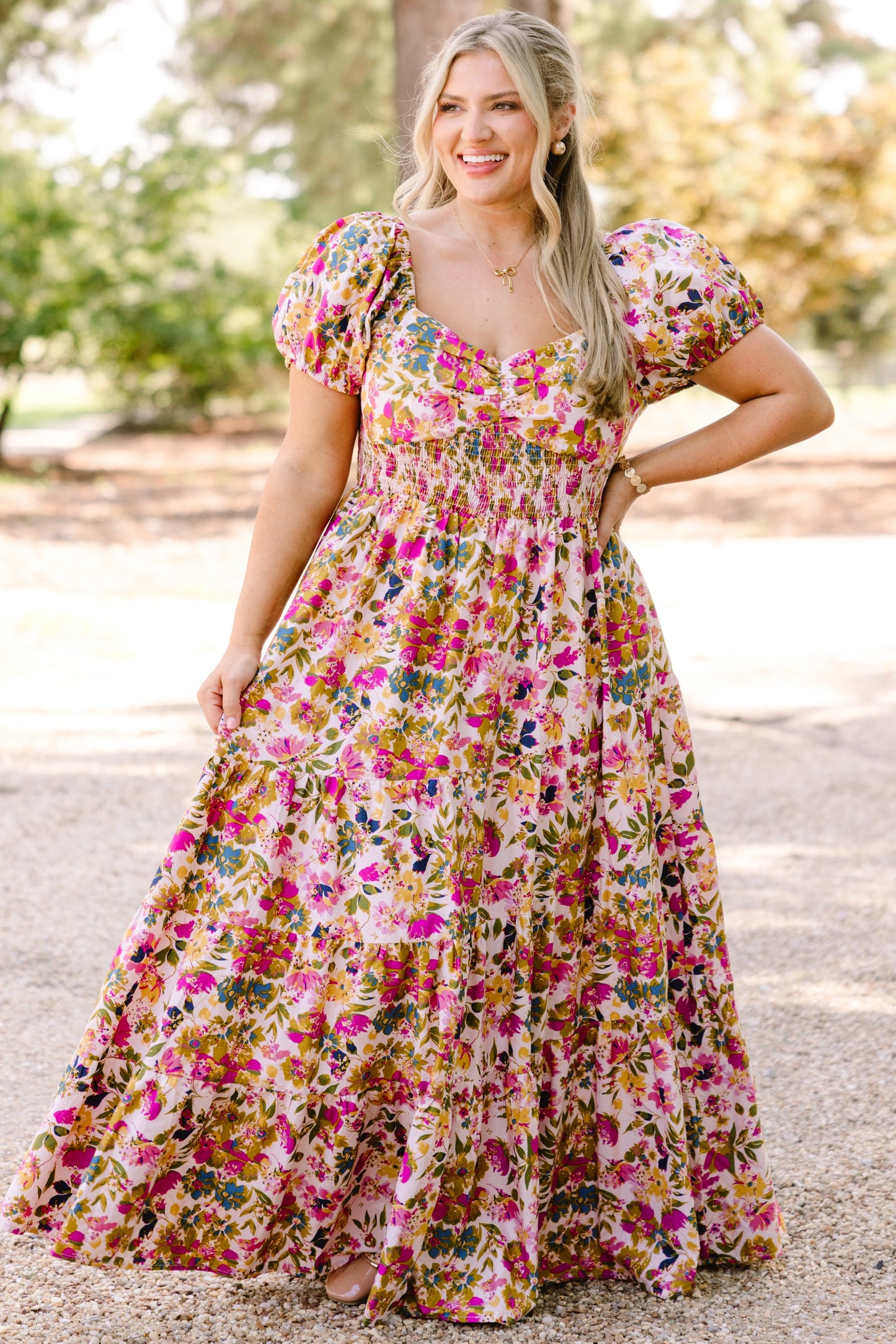 Vestido Brighter Perspective, Floral Beige