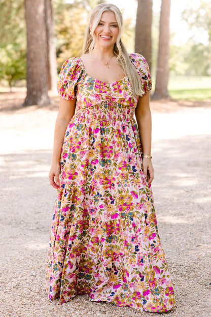 Vestido Brighter Perspective, Floral Beige