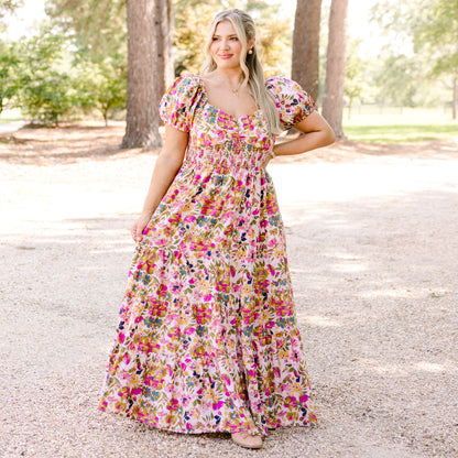 Vestido Brighter Perspective, Floral Beige