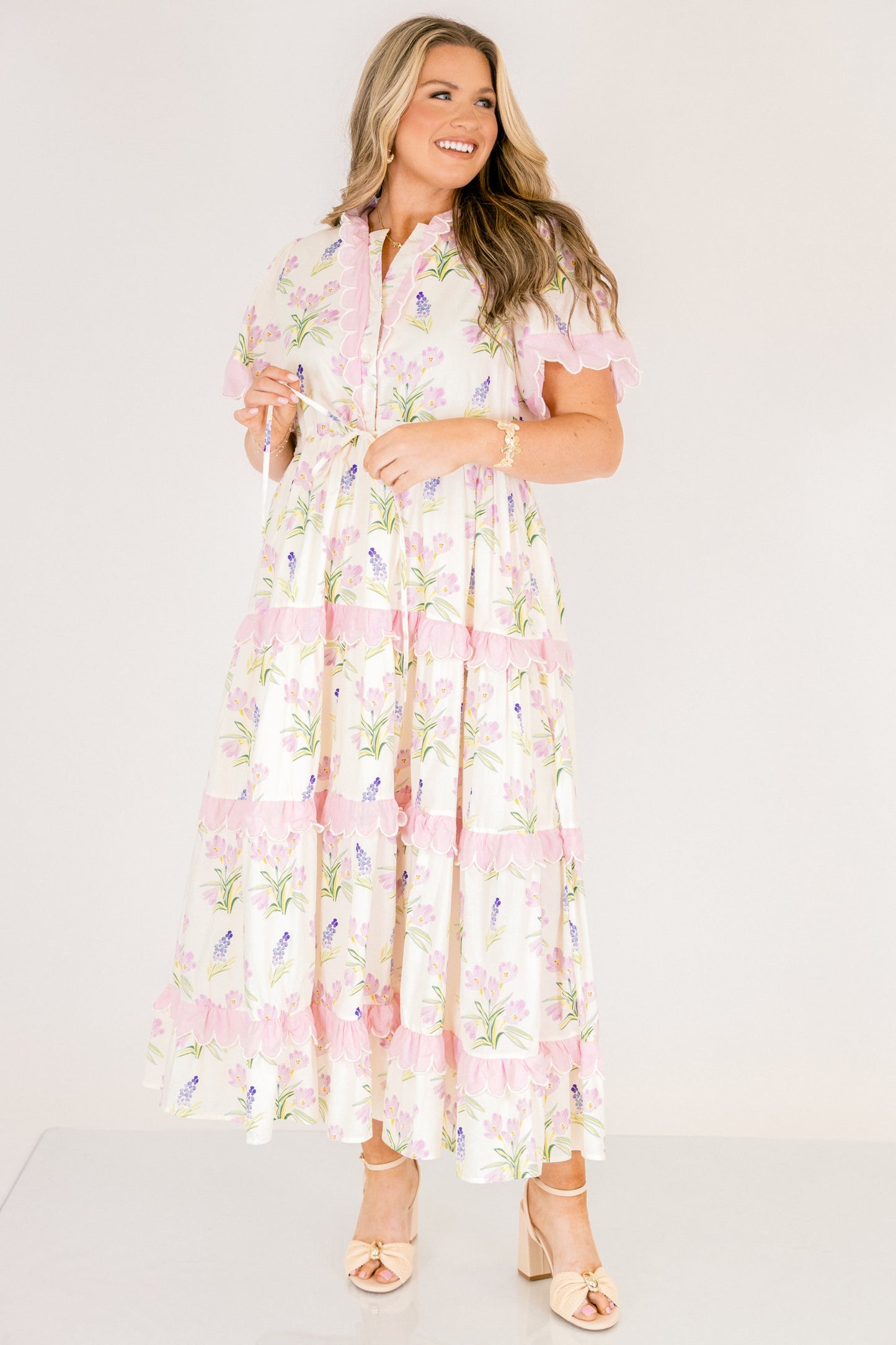Vestido Caught You Smiling, Crema