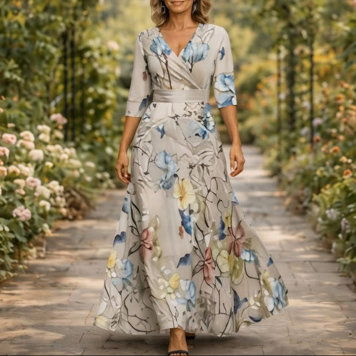 Fleur™ - Elegante vestido de flores con escote en V